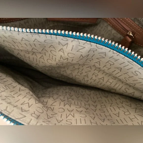 Isaac Mizrahi Bridgehampton Green Floral Print Canvas Tote Leather Trim NWOT - Picture 6 of 7